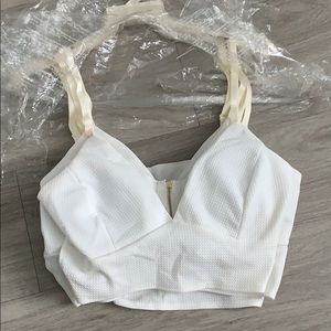 White textured crop top